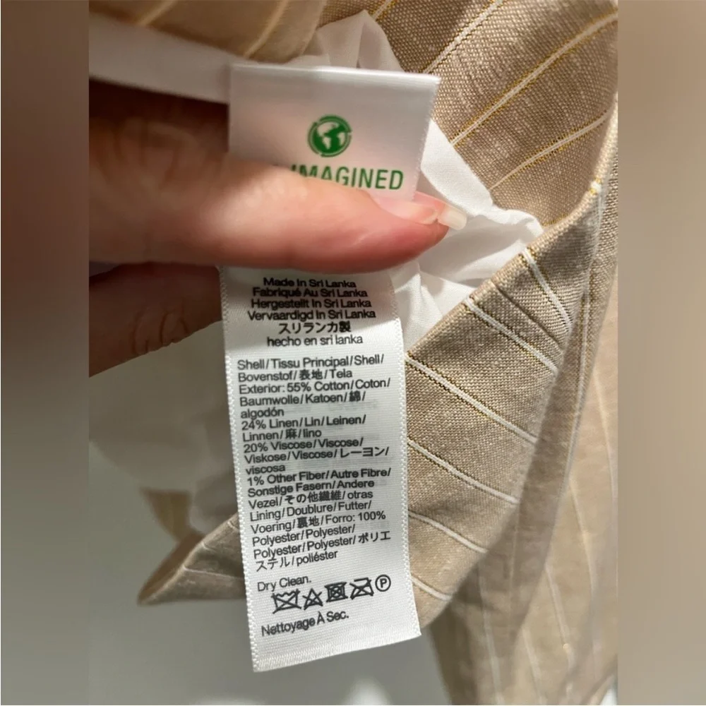 J. Crew Pinstripe linen-blend schoolboy blazer in Light Khaki Lurex Stripe 4 NEW - Picture 5 of 11